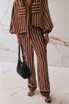 Striped Viscose Trousers - Rust