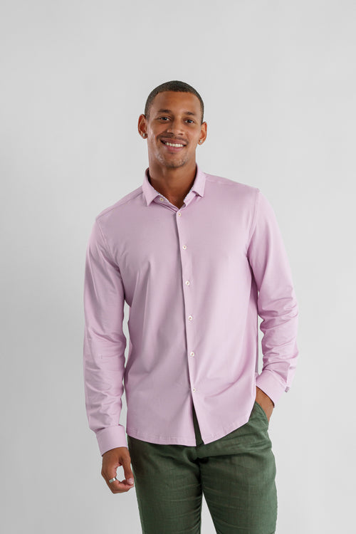 Performance Stretch Birdseye Long Sleeve Shirt - Pink