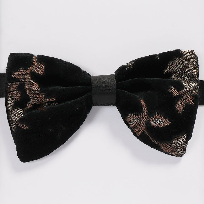 Textured Floral Bow Tie - Black/Brown