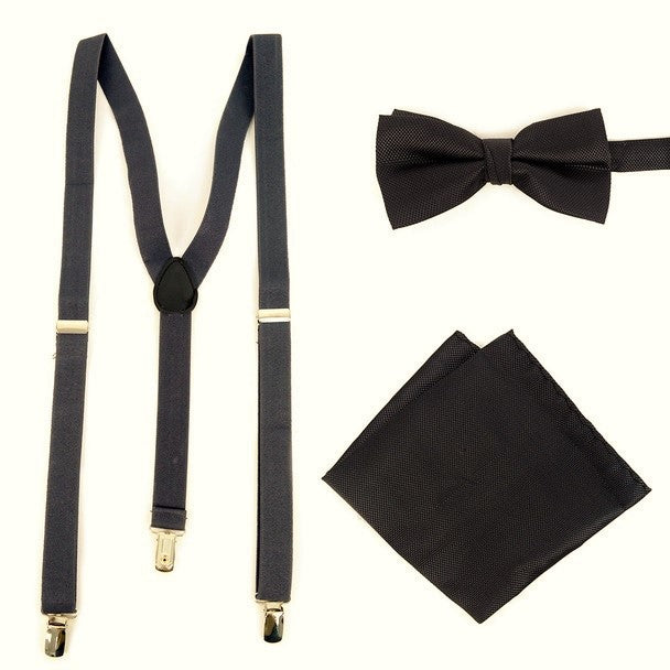 Suspenders Bowtie Set - Black