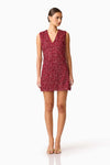Sequin V-Neck Shift Mini Dress - Berry