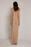 Strapless Ruched Dress with Sash - Gold