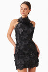 Embellished Textured Floral Mini - Black