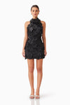 Embellished Textured Floral Mini - Black