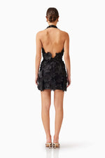 Embellished Textured Floral Mini - Black
