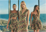 Jacquard Floral Strapless Mini Dress - Black Mix