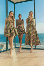 Jacquard Floral Strapless Mini Dress - Black Mix