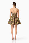 Jacquard Floral Strapless Mini Dress - Black Mix