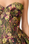 Jacquard Floral Strapless Mini Dress - Black Mix