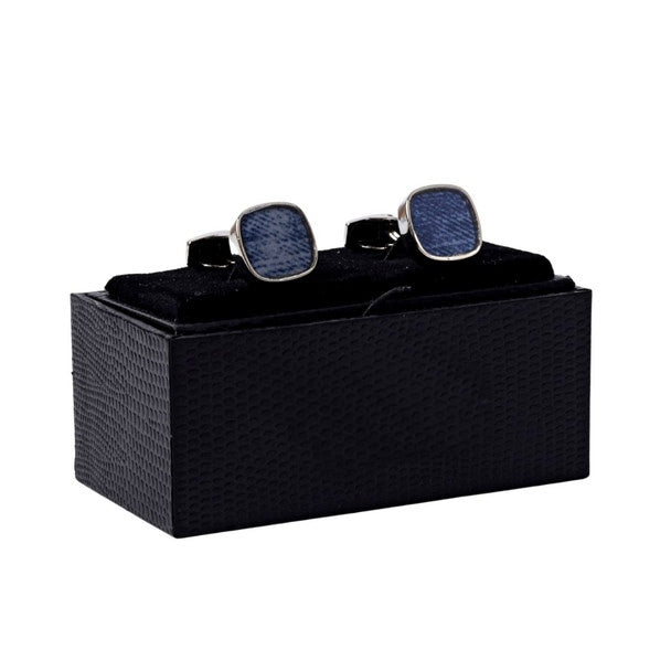 Boxed Square Stone Cufflinks - Blue
