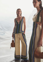 Relaxed Wide Leg Pants - Stripe Print