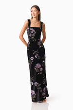Velvet Sequin Gown - Black