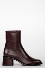 Leather Ankle Boots with Heel - Chocolate
