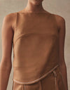 Asymmetrical Linen Stitch Top - Honey