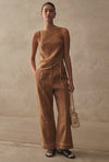 Asymmetrical Linen Stitch Top - Honey
