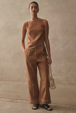 Asymmetrical Linen Stitch Top - Honey