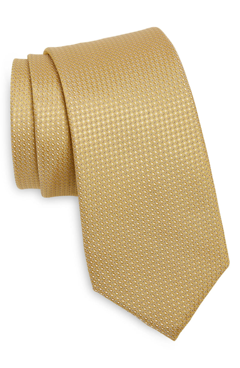 Solid Textured Silk Tie - Light Yellow