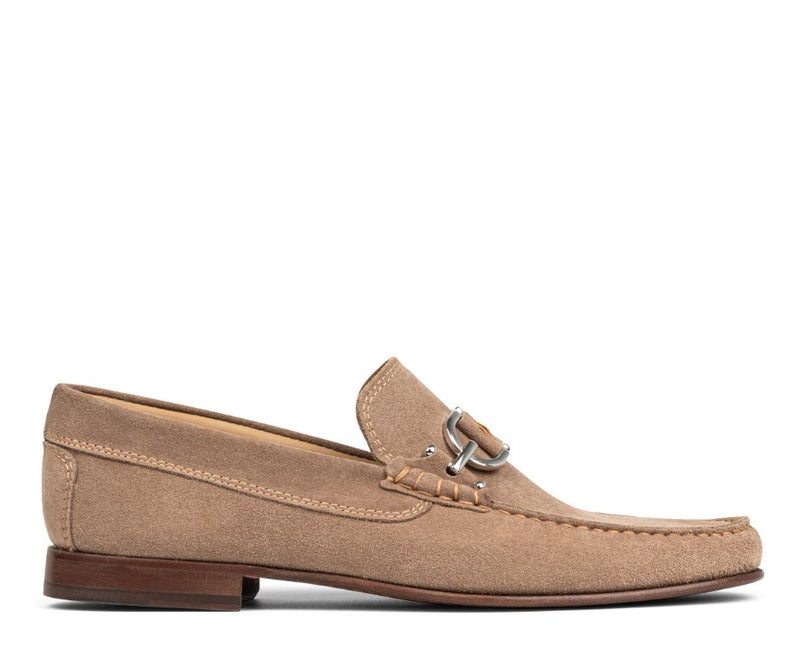 Contrast Stitch Suede Loafers - Sand