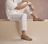 Contrast Stitch Suede Loafers - Sand