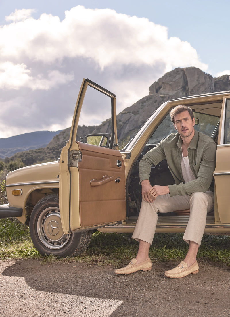 Raffia Leather Loafers - Natural