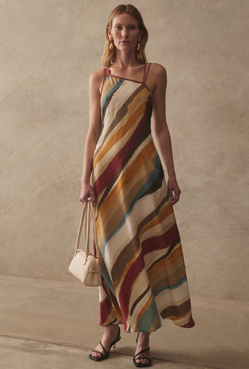 Crosover Strappy Tencel Maxi Dress - Print