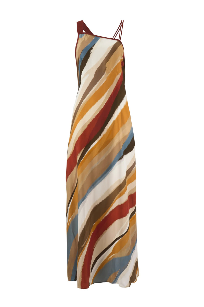 Crosover Strappy Tencel Maxi Dress - Print
