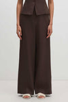 Linen Tailored High Waist Trousers - Bark