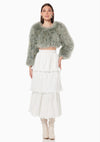 Cropped Feather Jacket - Sage Green