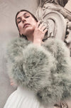 Cropped Feather Jacket - Sage Green