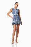 Ruffled Denim Mini Dress - Blue
