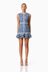 Ruffled Denim Mini Dress - Blue