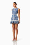 Ruffled Denim Mini Dress - Blue