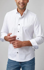 Solid Woven Dry Touch Long Sleeve Shirt - White