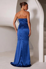 Strapless Ruched Gown - Indigo