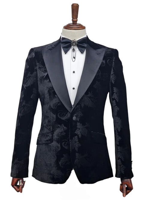 Velvet Paisley Dinner Jacket - Black