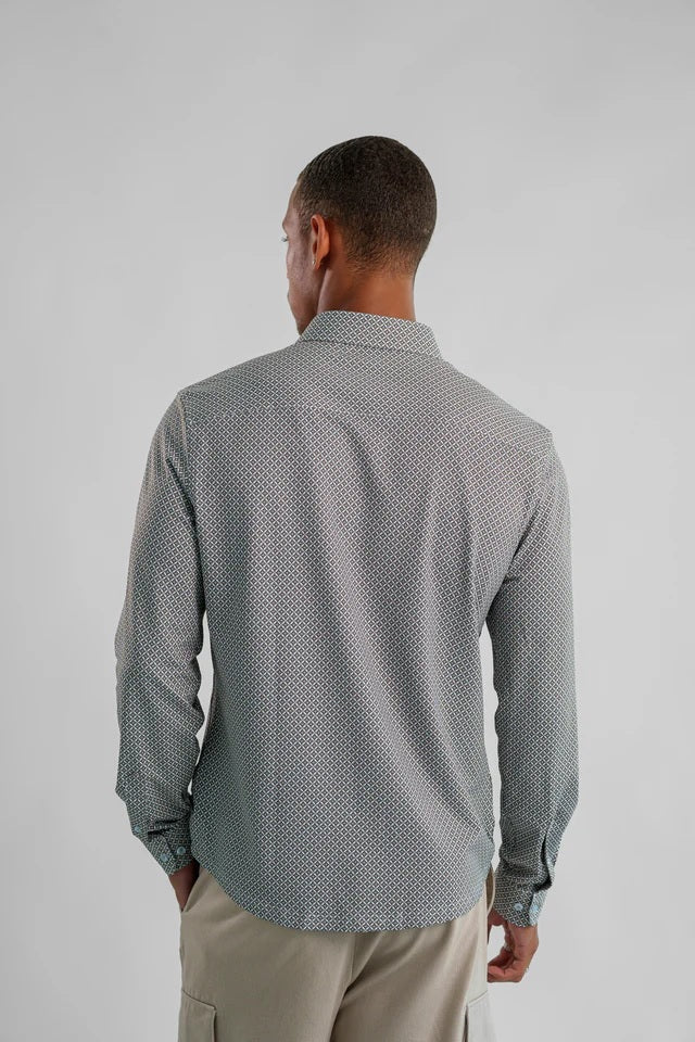 Performance Stretch Diamond Geo Long Sleeve Shirt - Taupe