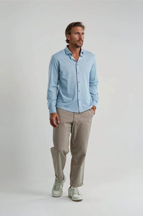 Performance Stretch Diamond Geo Long Sleeve Shirt - Light Blue