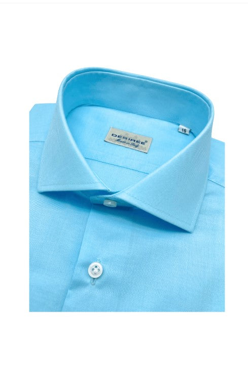 Fine Cotton Solid Dress Shirt - Turquoise
