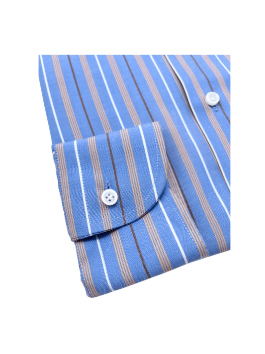 Fine Cotton Striped Shirt - Blue Mix