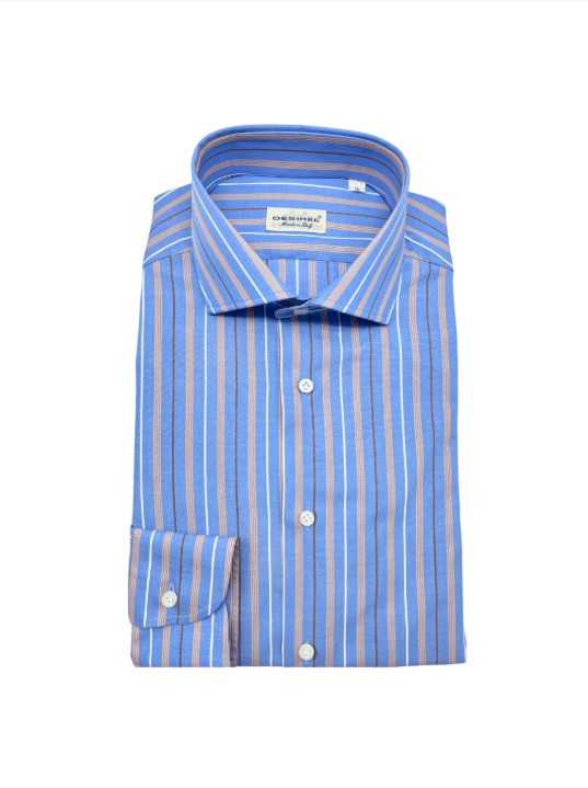 Fine Cotton Striped Shirt - Blue Mix
