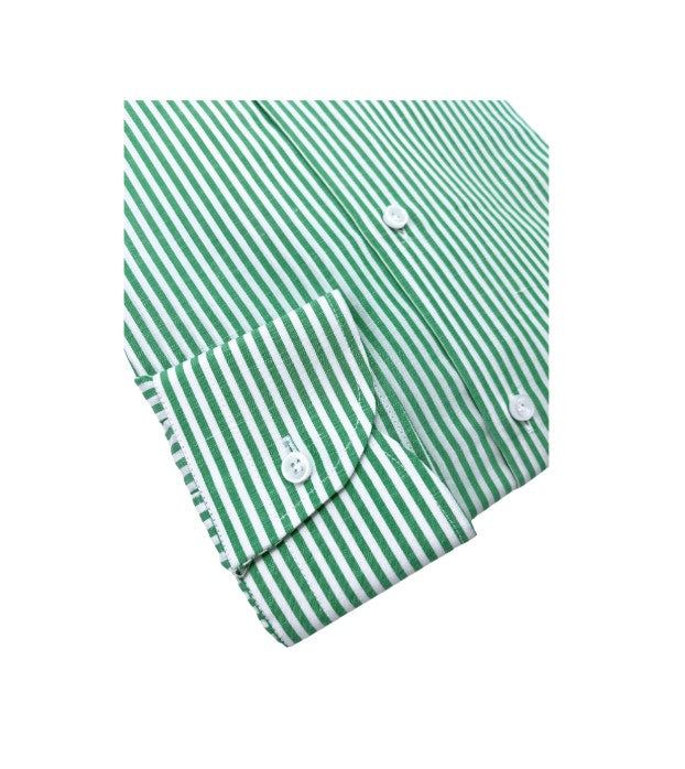 Striped Cotton Linen Shirt - Green