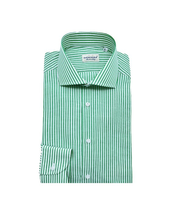 Striped Cotton Linen Shirt - Green
