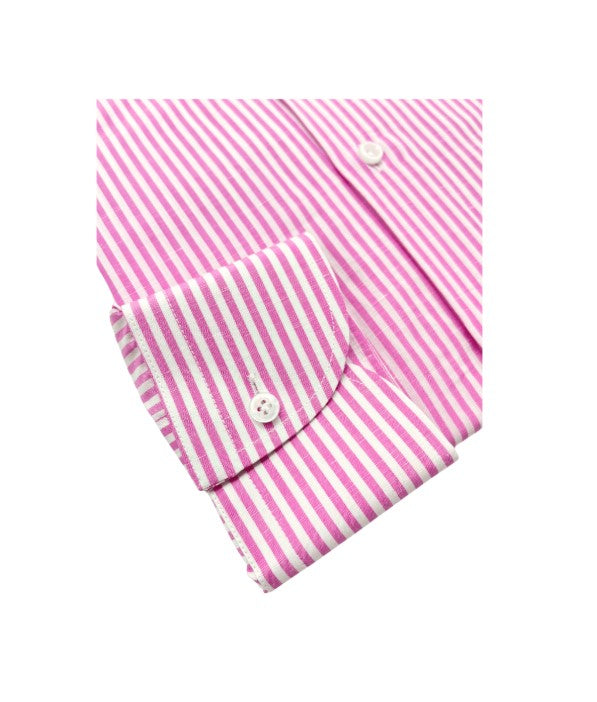 Striped Cotton Linen Shirt - Pink