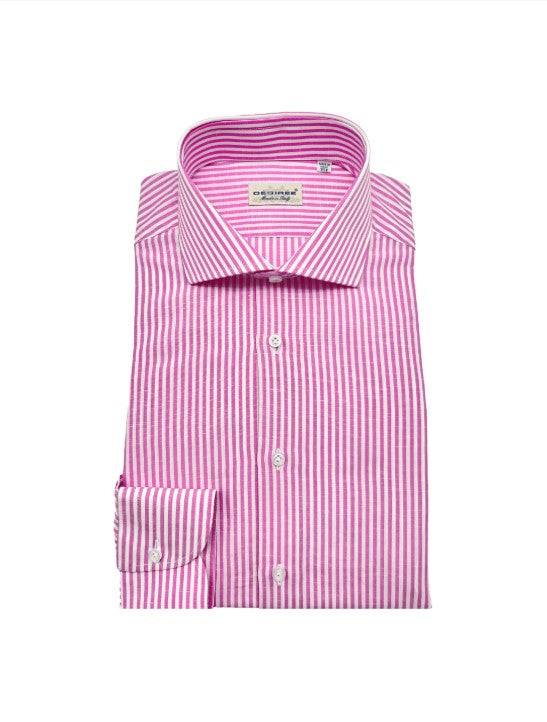 Striped Cotton Linen Shirt - Pink