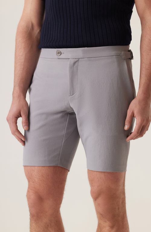 Sateen Side Adjuster Dress Shorts - Frost Gray