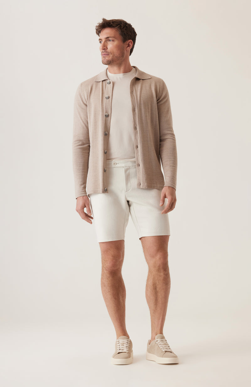 Sateen Side Adjuster Dress Shorts - White