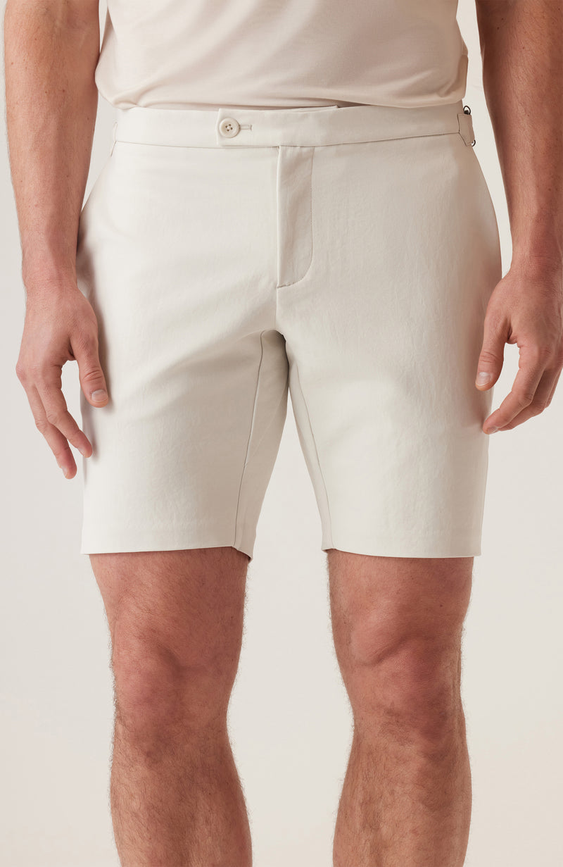 Sateen Side Adjuster Dress Shorts - White