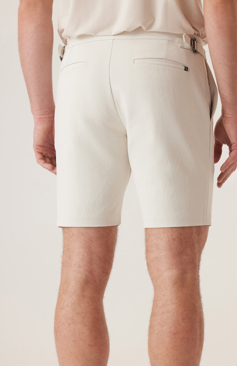 Sateen Side Adjuster Dress Shorts - White