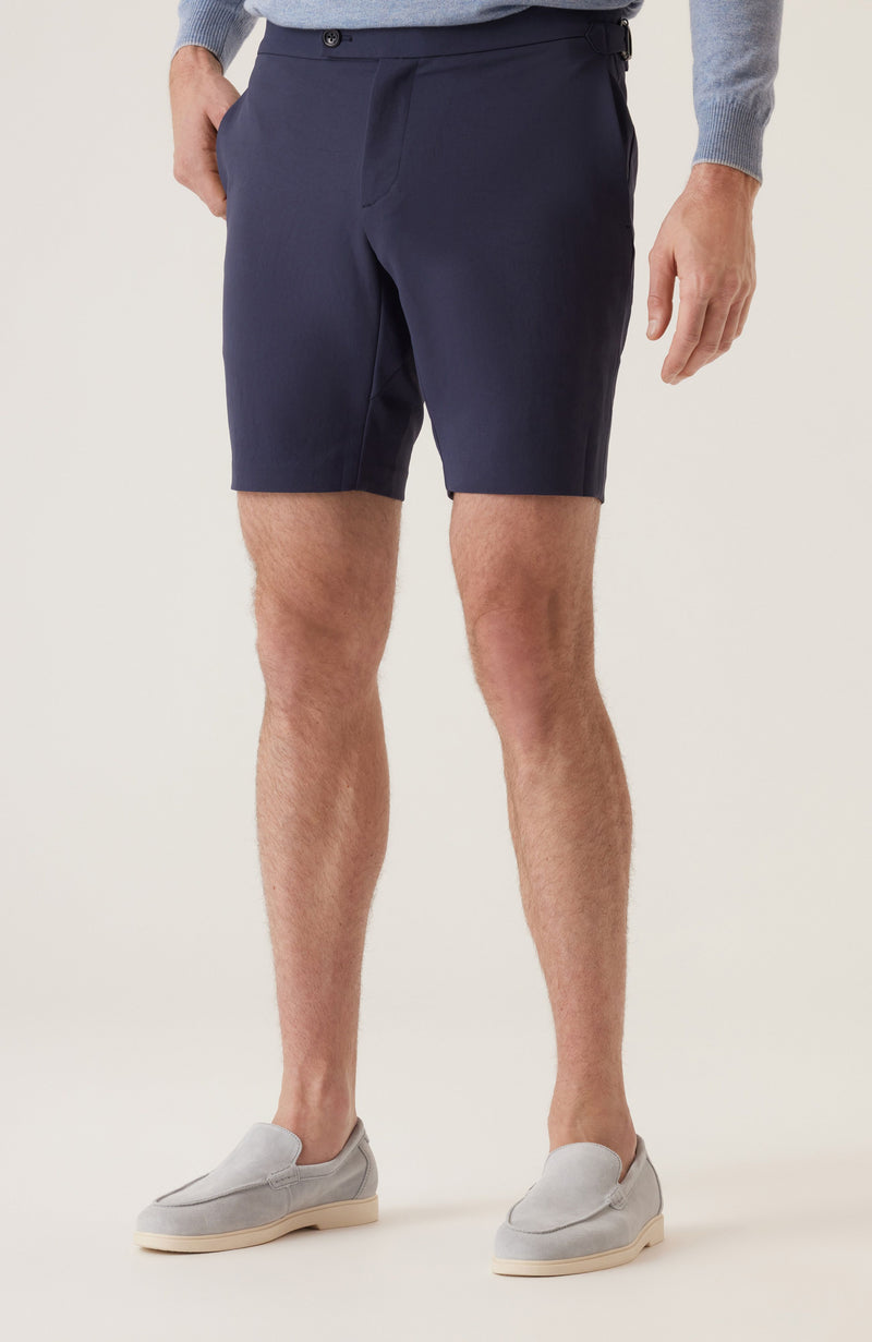 Sateen Side Adjuster Dress Shorts - Navy