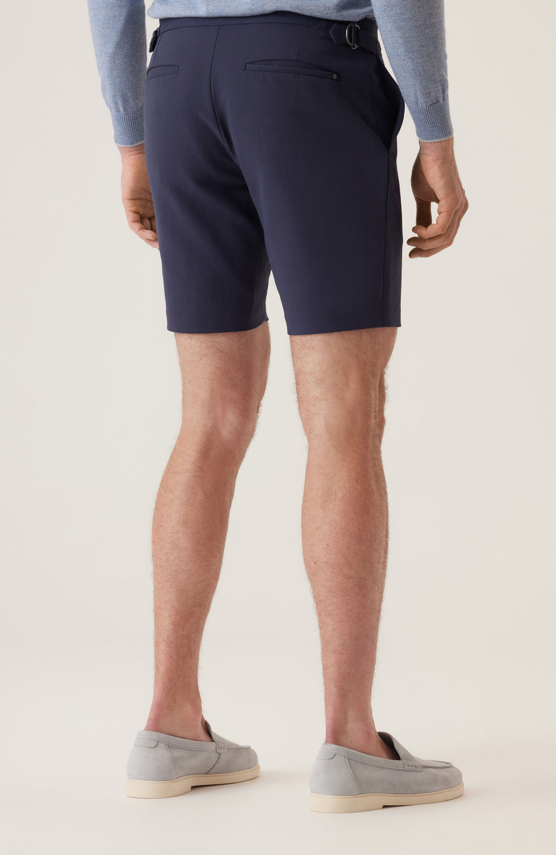 Sateen Side Adjuster Dress Shorts - Navy